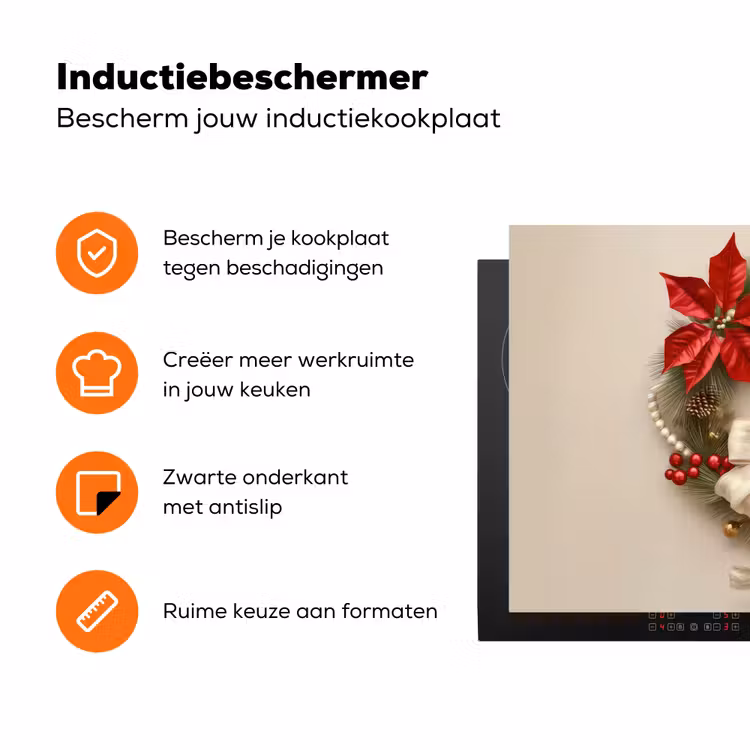 Deurkrans - Strik - Kerst - Rood - Groen Inductie beschermer vinyl 3mm klein -zzzzzzz-td-ups