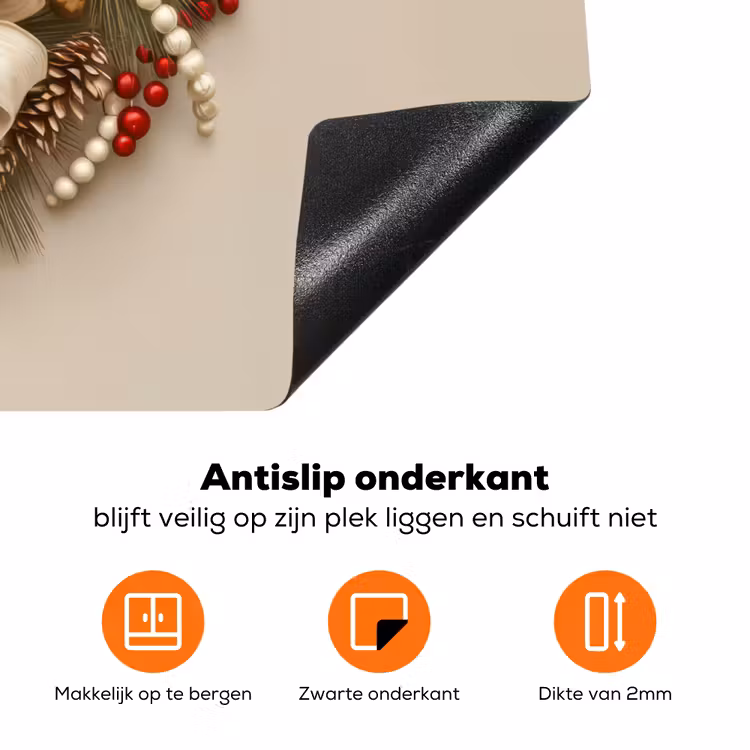 Deurkrans - Strik - Kerst - Rood - Groen Inductie beschermer vinyl 3mm klein -zzzzzzz-td-onderkant