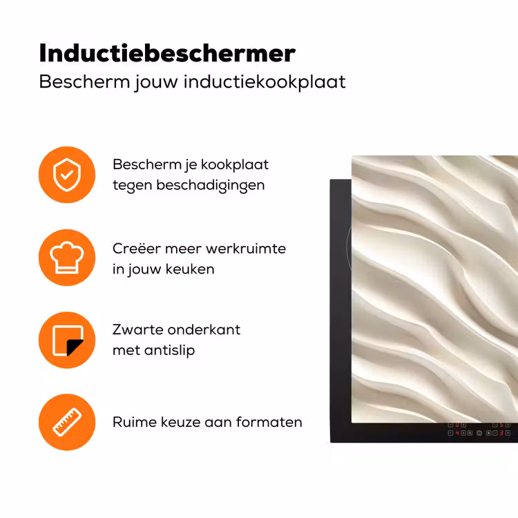 Diagonaal - Golven - Crème Inductie beschermer vinyl 3mm klein 276 -zzzzzzz-td-ups