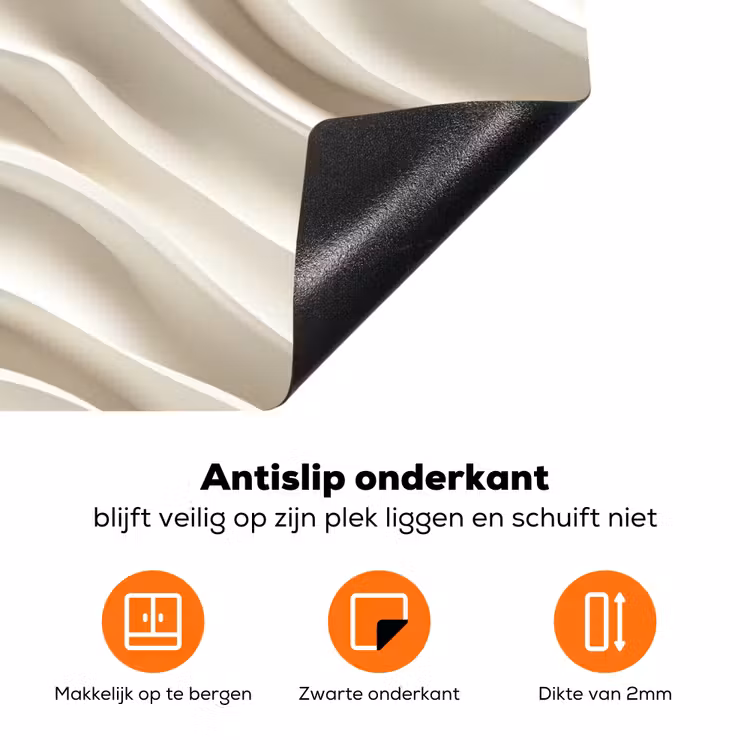 Diagonaal - Golven - Crème Inductie beschermer vinyl 3mm klein 276 -zzzzzzz-td-onderkant