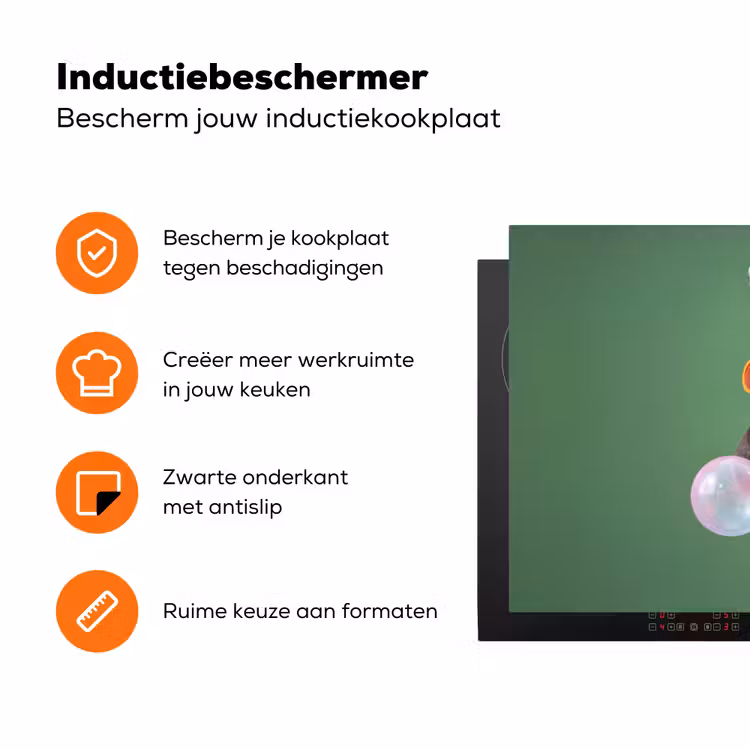 Dier - Bril - Bel - Modern - Groen Inductie beschermer vinyl 3mm klein -zzzzzzz-td-ups