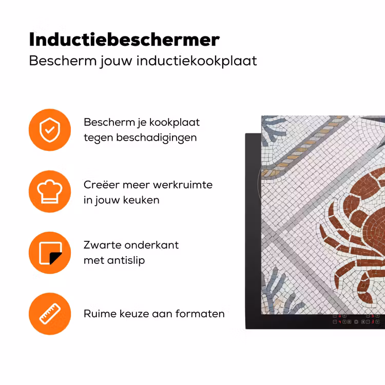 Dier - Mozaïek - Zee - Klassiek - Bruin Inductie beschermer vinyl 3mm klein -zzzzzzz-td-ups