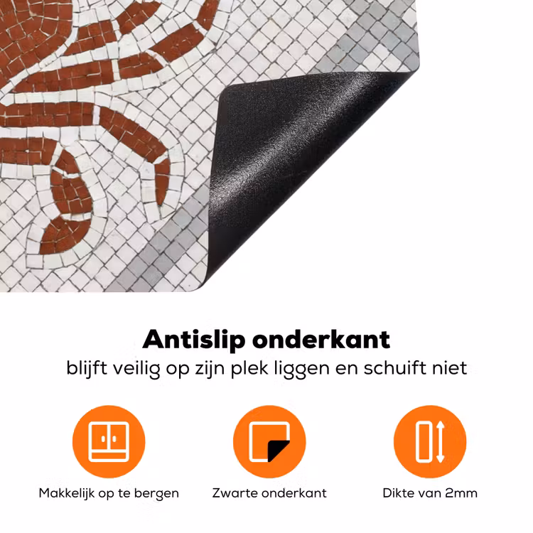 Dier - Mozaïek - Zee - Klassiek - Bruin Inductie beschermer vinyl 3mm klein -zzzzzzz-td-onderkant