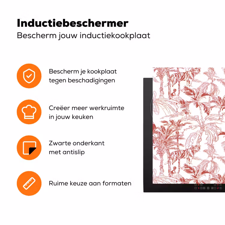 Dieren - Abstract - Rood Inductie beschermer vinyl 3mm klein 276 -zzzzzzz-td-ups