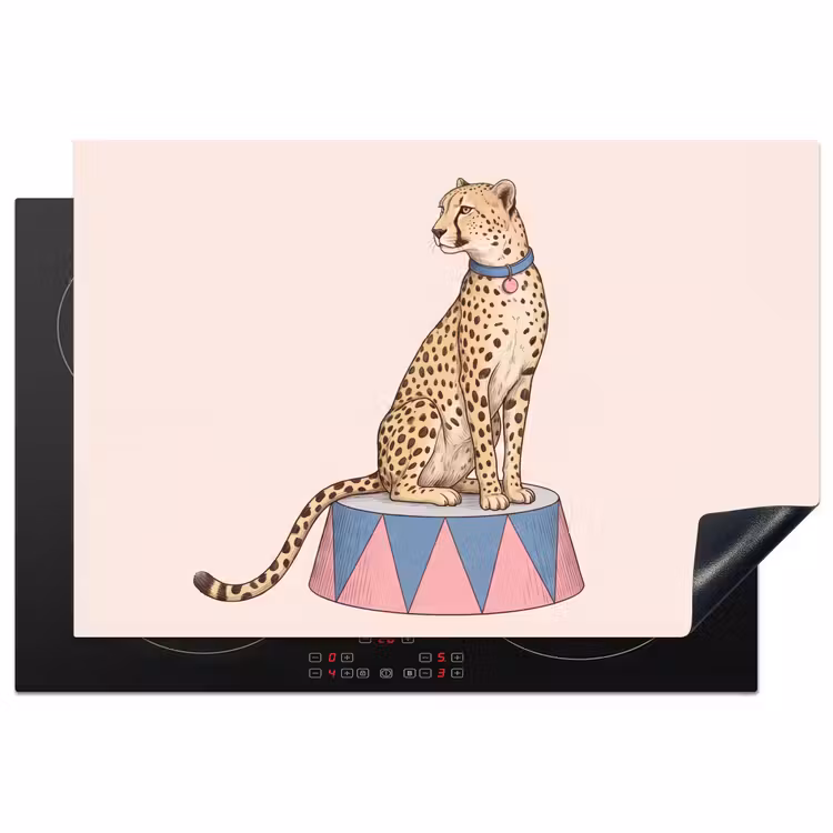 Dieren - Circus - Illustratie - Vintage - Roze Inductie beschermer vinyl 3mm klein -3d