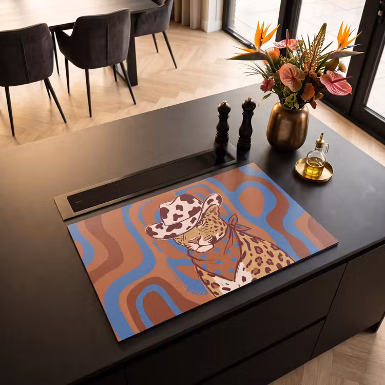 Dieren - Cowboyhoed - Modern - Illustratie - Bruin Inductie beschermer vinyl 3mm klein -sfeer5