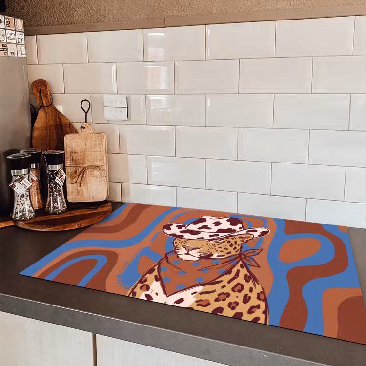Dieren - Cowboyhoed - Modern - Illustratie - Bruin Inductie beschermer vinyl 3mm klein -sfeer3