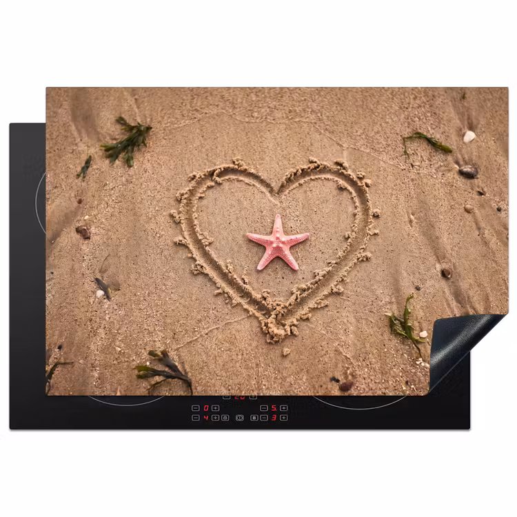 Dieren - Hart - Strand - Zand - Roze Inductie beschermer vinyl 3mm klein -3d