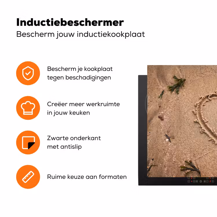 Dieren - Hart - Strand - Zand - Roze Inductie beschermer vinyl 3mm klein -zzzzzzz-td-ups