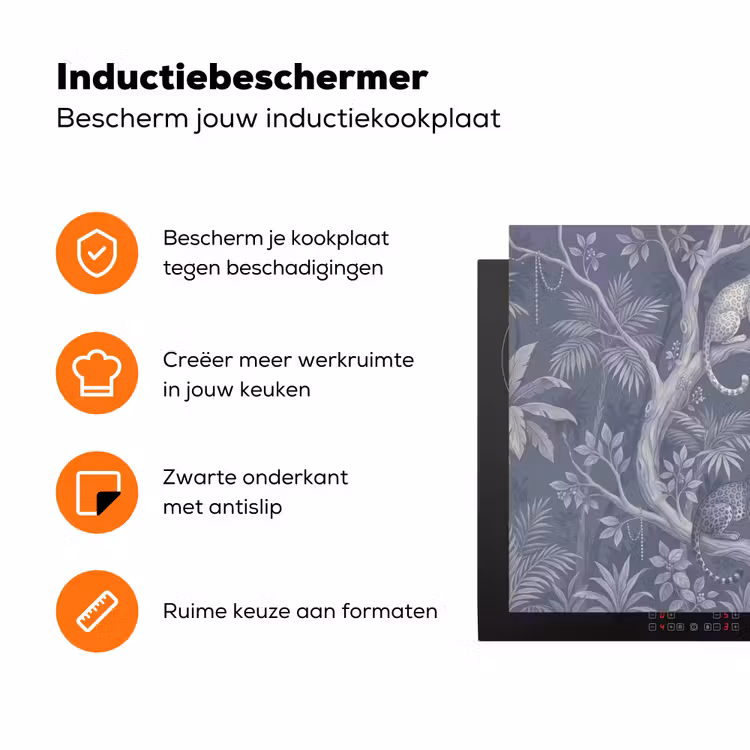Dieren - Jungle - Illustratie - Bomen - Blauw Inductie beschermer vinyl 3mm klein -zzzzzzz-td-ups