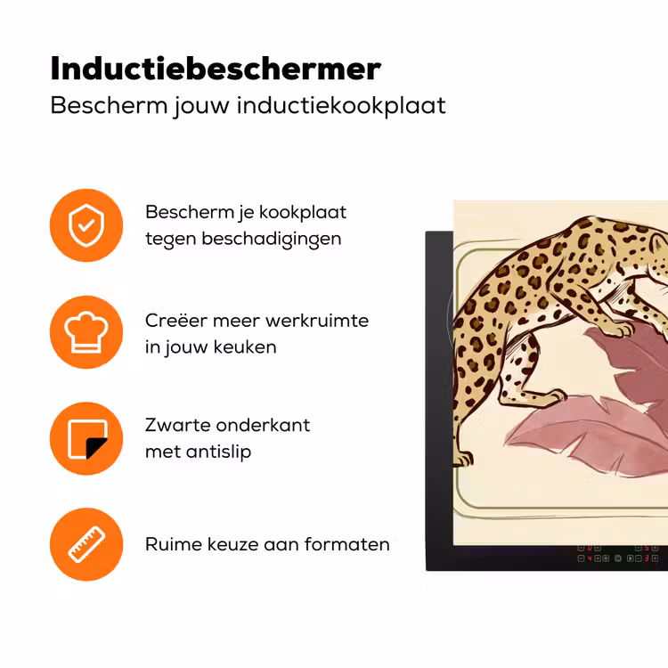 Dieren - Kat - Jungle - Illustratie - Beige Inductie beschermer vinyl 3mm klein -zzzzzzz-td-ups