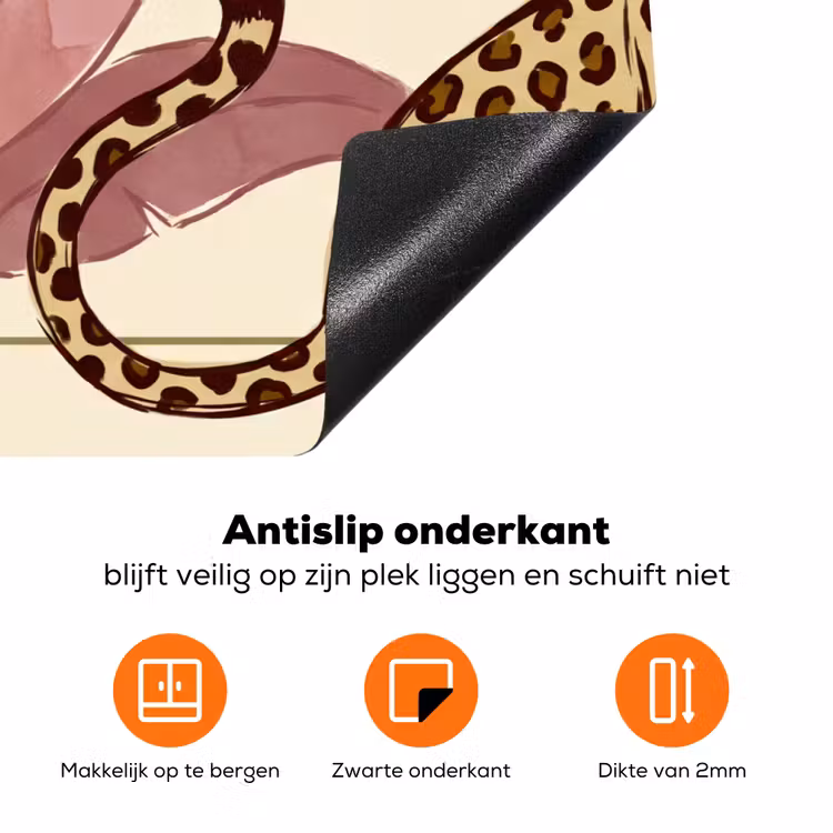 Dieren - Kat - Jungle - Illustratie - Beige Inductie beschermer vinyl 3mm klein -zzzzzzz-td-onderkant