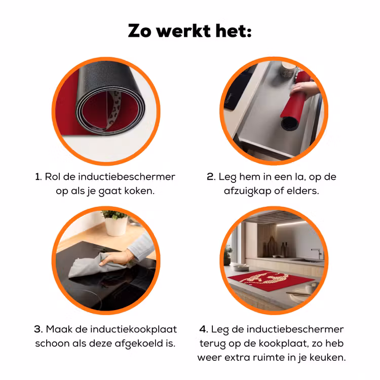 Dieren - Luipaard - Abstract - Rood - Modern Inductie beschermer vinyl 3mm klein -zzzzzzz-td-werking