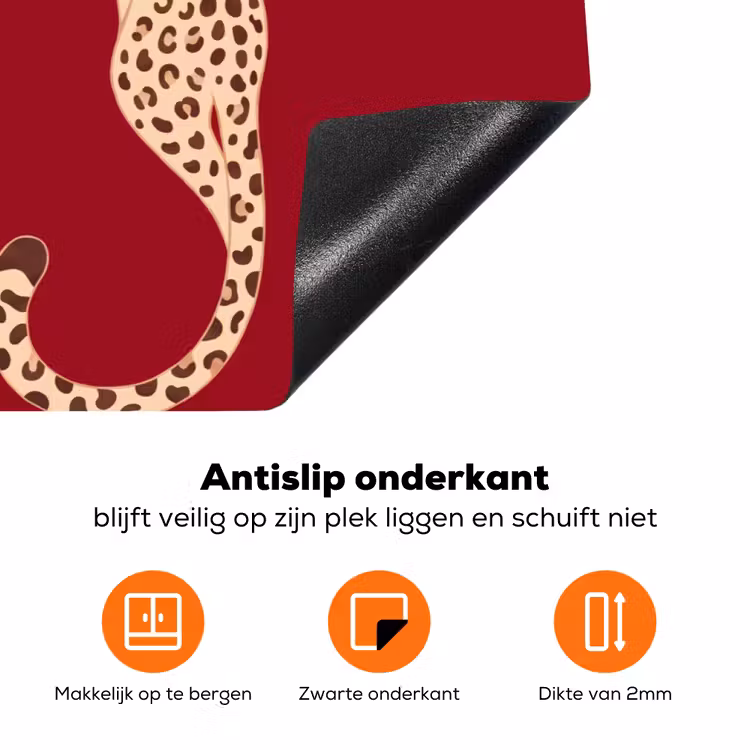 Dieren - Luipaard - Abstract - Rood - Modern Inductie beschermer vinyl 3mm klein -zzzzzzz-td-onderkant