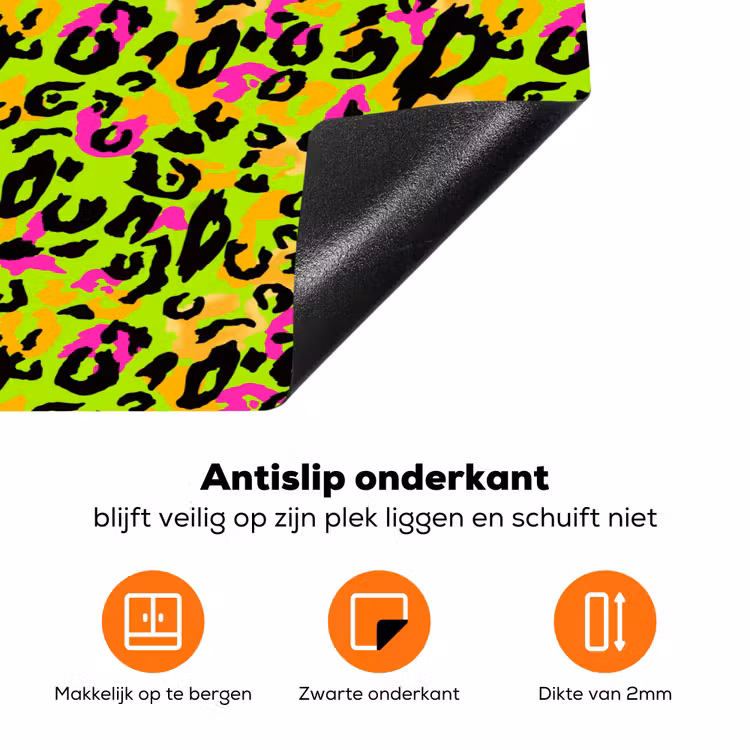 Dieren - Neon - Groen - Panterprint Inductie beschermer vinyl 3mm klein 276 -zzzzzzz-td-onderkant