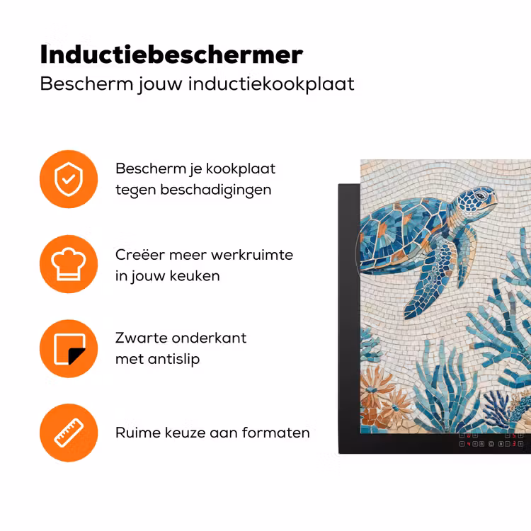 Dieren - Onderwater - Natuur - Mozaïek - Blauw Inductie beschermer vinyl 3mm klein -zzzzzzz-td-ups