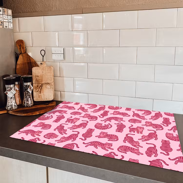 Dieren - Patroon - Roze - Speels - Cartoon Inductie beschermer vinyl 3mm klein -sfeer3