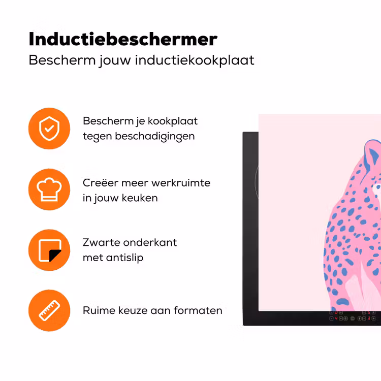 Dieren - Profiel - Abstract - Roze - Blauw Inductie beschermer vinyl 3mm klein -zzzzzzz-td-ups