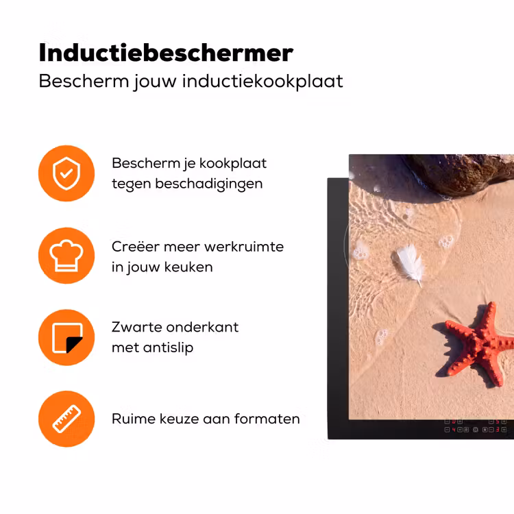 Dieren - Strand - Zee - Natuur - Rood Inductie beschermer vinyl 3mm klein -zzzzzzz-td-ups