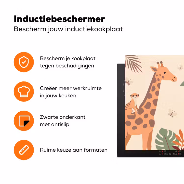 Dieren - Tropisch - Safari - Kleurrijk Inductie beschermer vinyl 3mm klein -zzzzzzz-td-ups