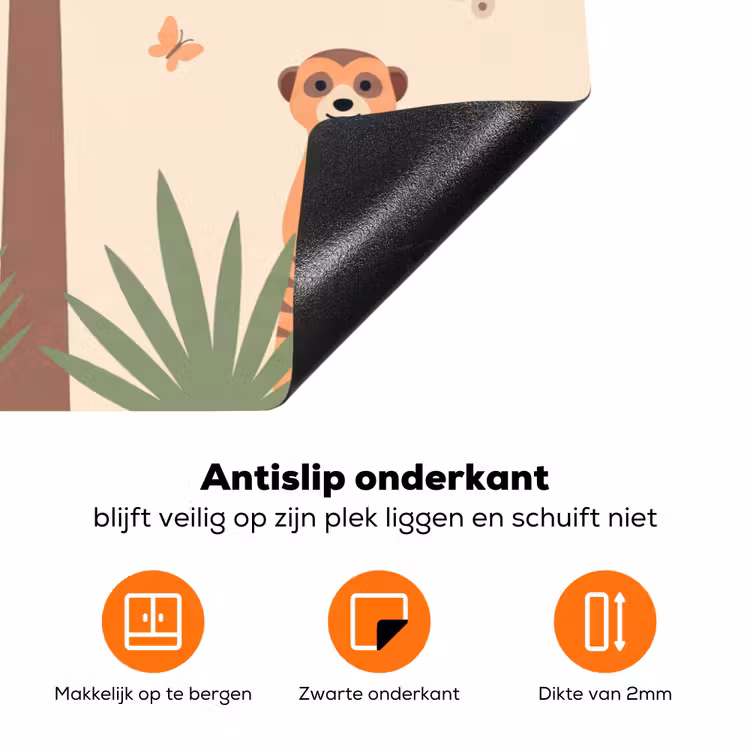 Dieren - Tropisch - Safari - Kleurrijk Inductie beschermer vinyl 3mm klein -zzzzzzz-td-onderkant