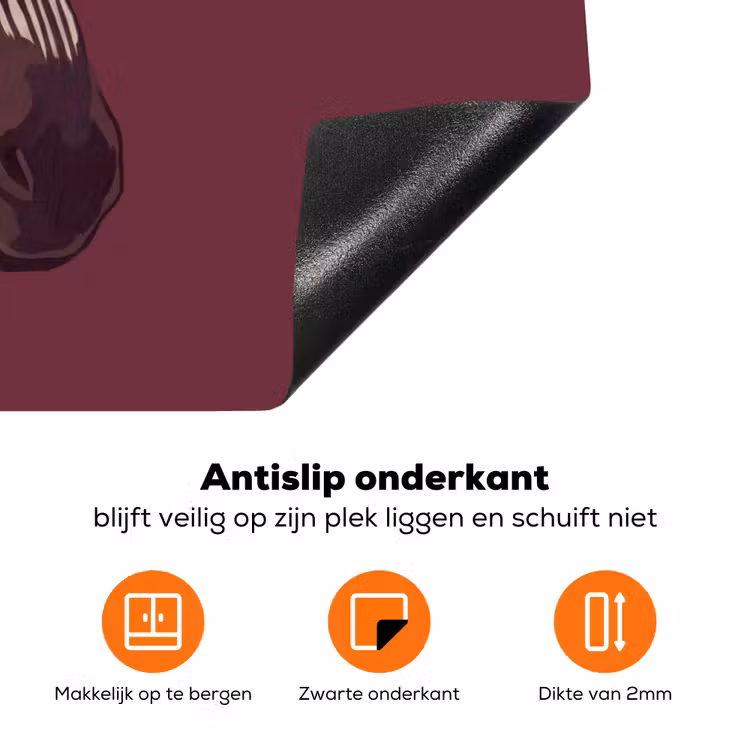Dieren - Zebrahoofd - Wildlife - Modern - Bruin Inductie beschermer vinyl 3mm klein -zzzzzzz-td-onderkant