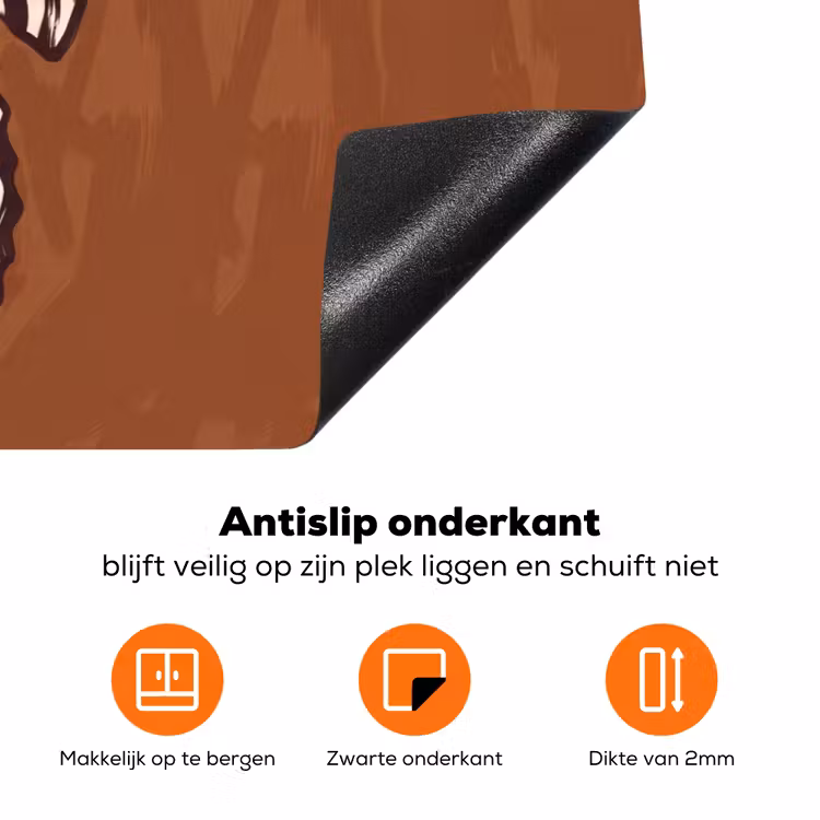 Dieren - Zeepaardje - Abstract - Bruin - Strepen Inductie beschermer vinyl 3mm klein -zzzzzzz-td-onderkant
