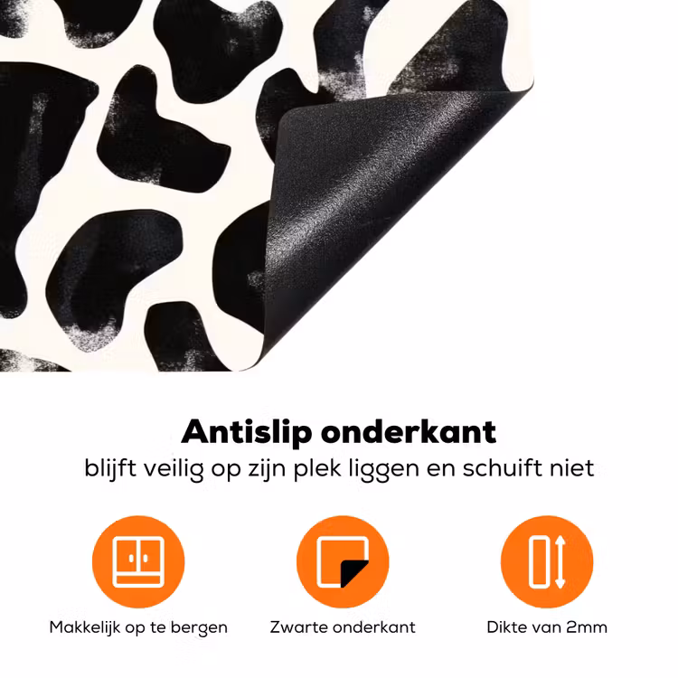 Dierenpatroon - Vlekken - Zwart - Wit Inductie beschermer vinyl 3mm klein 276 -zzzzzzz-td-onderkant