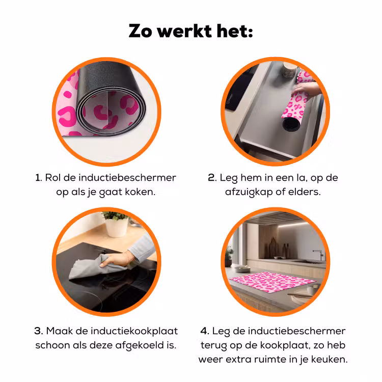 Dierenprint - Patroon - Abstract - Modern - Roze Inductie beschermer vinyl 3mm klein -zzzzzzz-td-werking