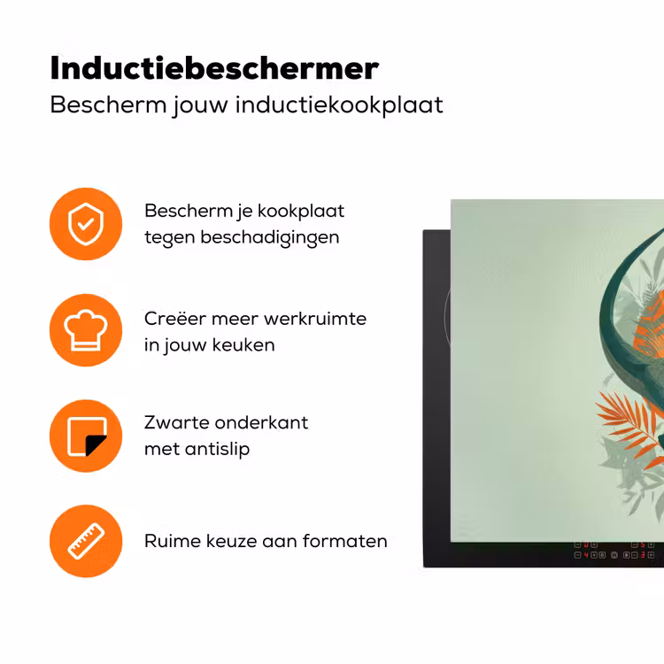 Dino - Bladeren - Grafisch - Groen Inductie beschermer vinyl 3mm klein -zzzzzzz-td-ups