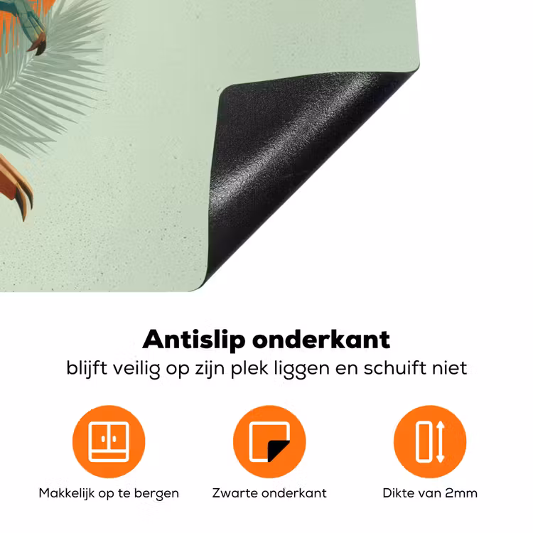 Dino - Bladeren - Grafisch - Groen Inductie beschermer vinyl 3mm klein -zzzzzzz-td-onderkant