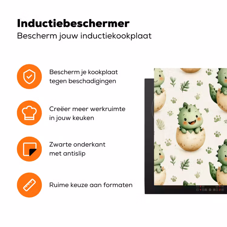 Dino - Eieren - Groen Inductie beschermer vinyl 3mm klein 276 -zzzzzzz-td-ups