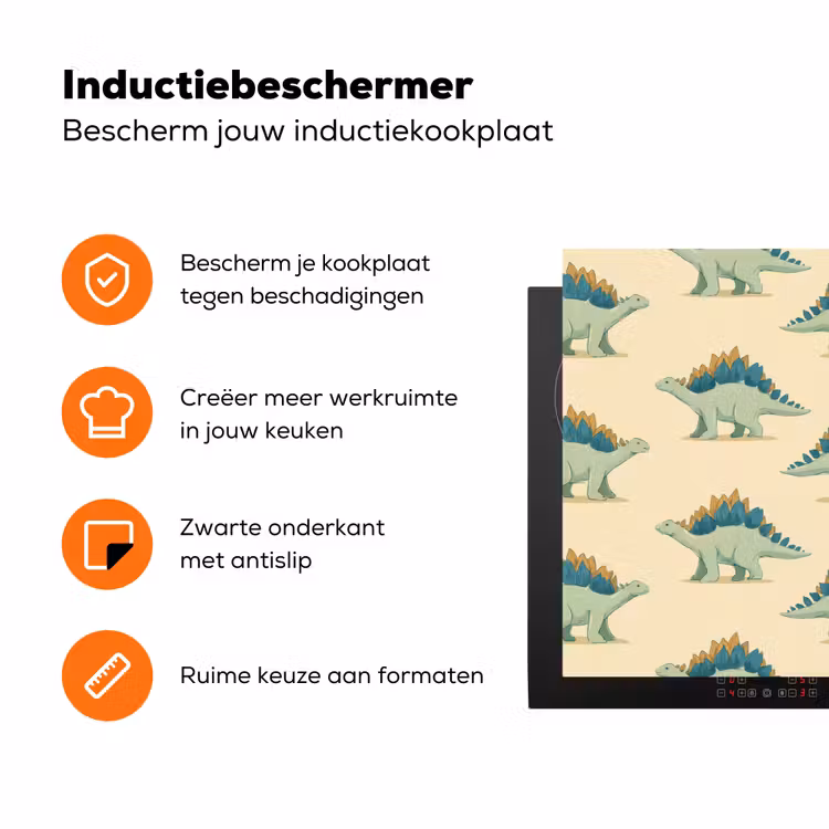 Dino - Patroon - Groen Inductie beschermer vinyl 3mm klein 276 -zzzzzzz-td-ups