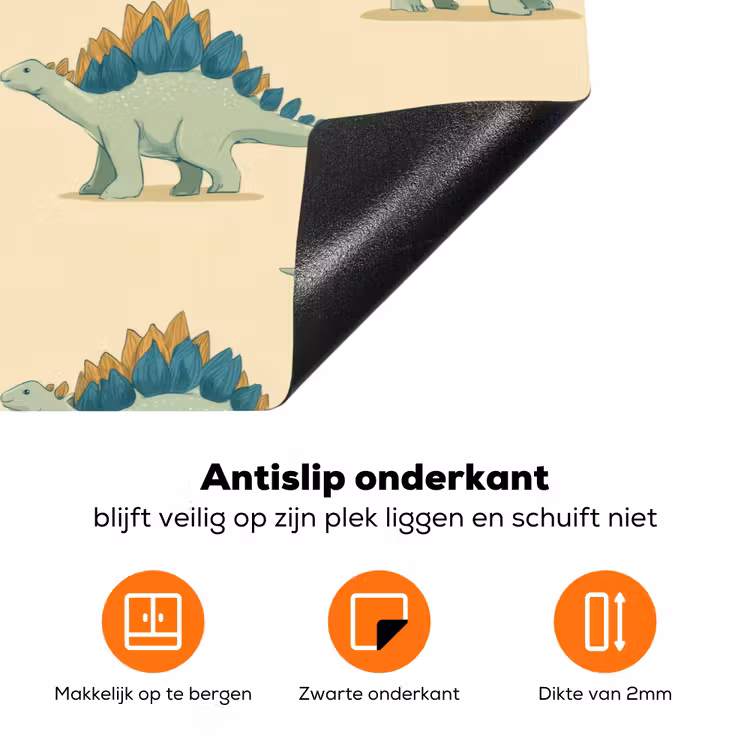 Dino - Patroon - Groen Inductie beschermer vinyl 3mm klein 276 -zzzzzzz-td-onderkant