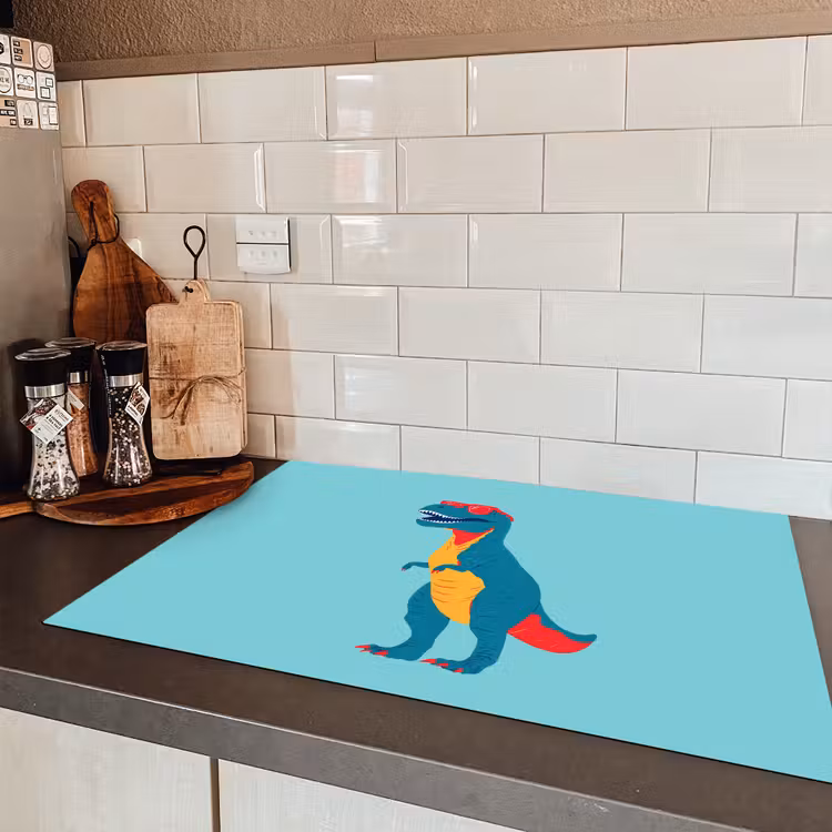 Dinosaurus - Blauw - Zonnebril Inductie beschermer vinyl 3mm klein -sfeer3