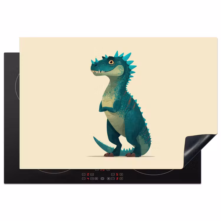 Dinosaurus - Turquoise - Stekels Inductie beschermer vinyl 3mm klein -3d