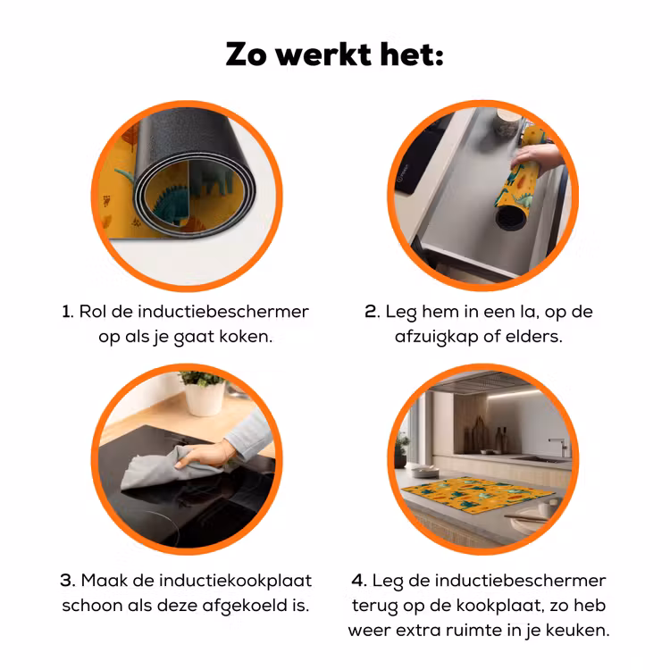 Dinosaurussen - Stekels - Herfstbladeren - Bruin Inductie beschermer vinyl 3mm klein -zzzzzzz-td-werking
