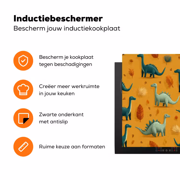 Dinosaurussen - Stekels - Herfstbladeren - Bruin Inductie beschermer vinyl 3mm klein -zzzzzzz-td-ups