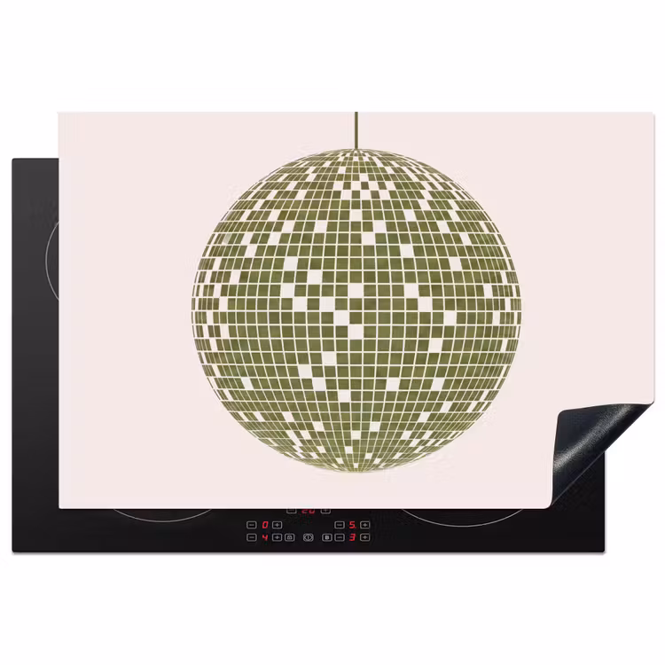 Disco - Bal - Groen - Abstract - Modern Inductie beschermer vinyl 3mm klein -3d
