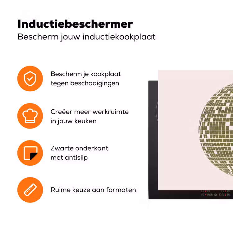 Disco - Bal - Groen - Abstract - Modern Inductie beschermer vinyl 3mm klein -zzzzzzz-td-ups