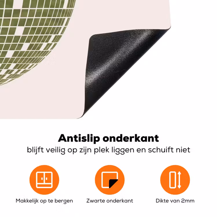 Disco - Bal - Groen - Abstract - Modern Inductie beschermer vinyl 3mm klein -zzzzzzz-td-onderkant