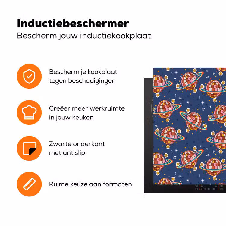Retro - Disco - Discobal - Regenboog - Multi Inductie beschermer vinyl 3mm klein 276 -zzzzzzz-td-ups