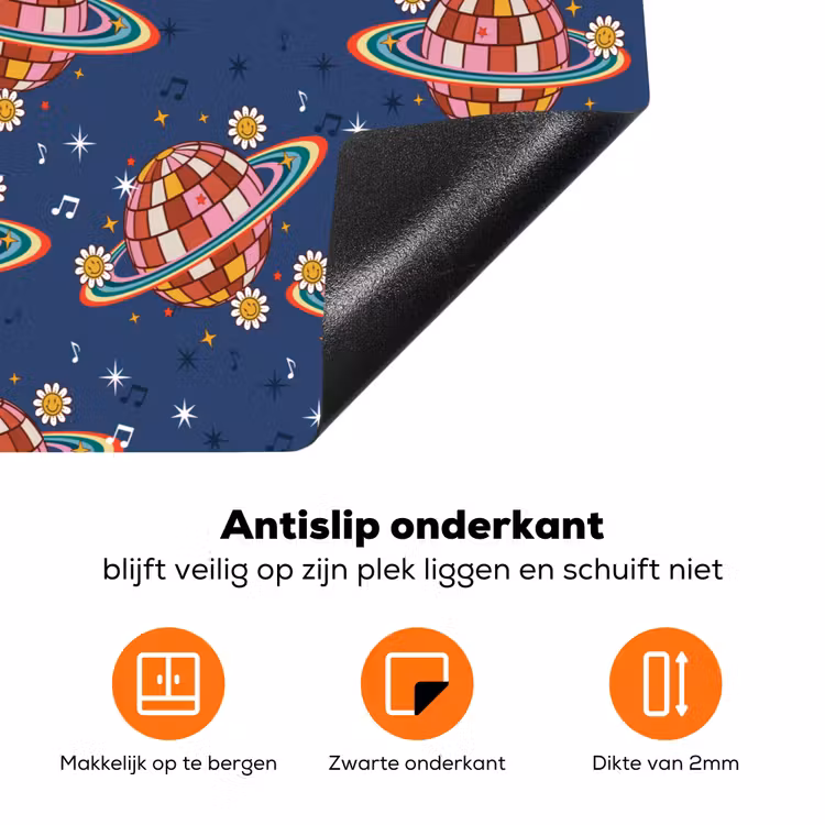 Retro - Disco - Discobal - Regenboog - Multi Inductie beschermer vinyl 3mm klein 276 -zzzzzzz-td-onderkant