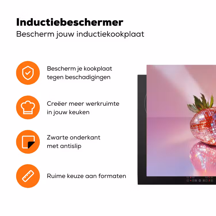 Disco - Fruit - Glitter - Strawberry Inductie beschermer vinyl 3mm klein -zzzzzzz-td-ups
