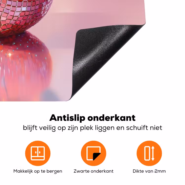 Disco - Fruit - Glitter - Strawberry Inductie beschermer vinyl 3mm klein -zzzzzzz-td-onderkant