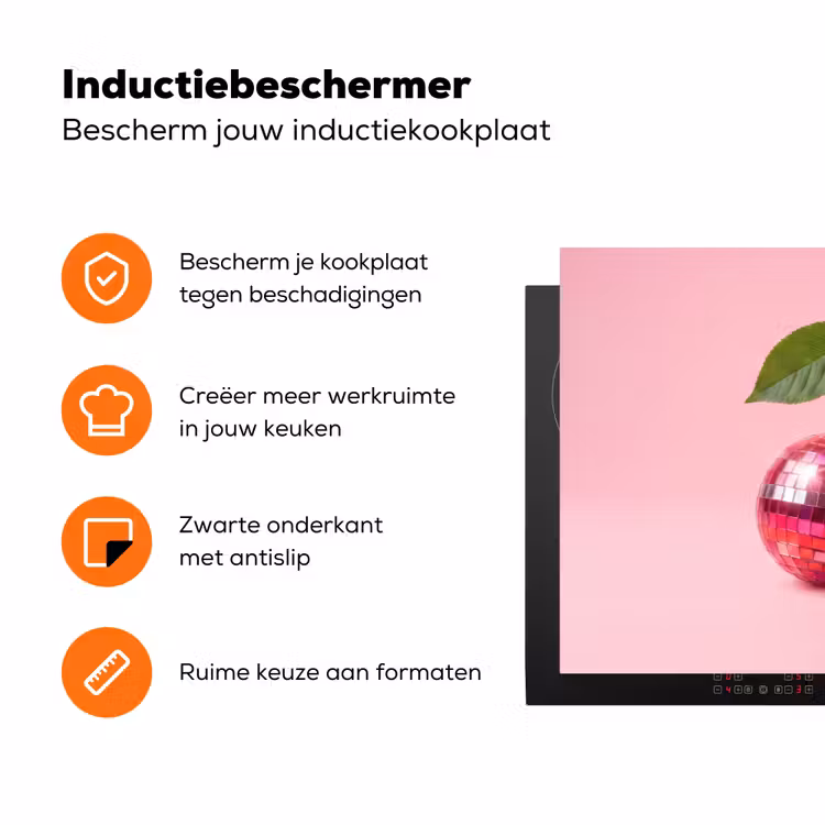 Disco - Kersen - Roze Inductie beschermer vinyl 3mm klein -zzzzzzz-td-ups