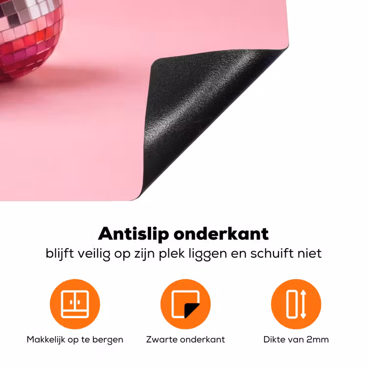 Disco - Kersen - Roze Inductie beschermer vinyl 3mm klein -zzzzzzz-td-onderkant