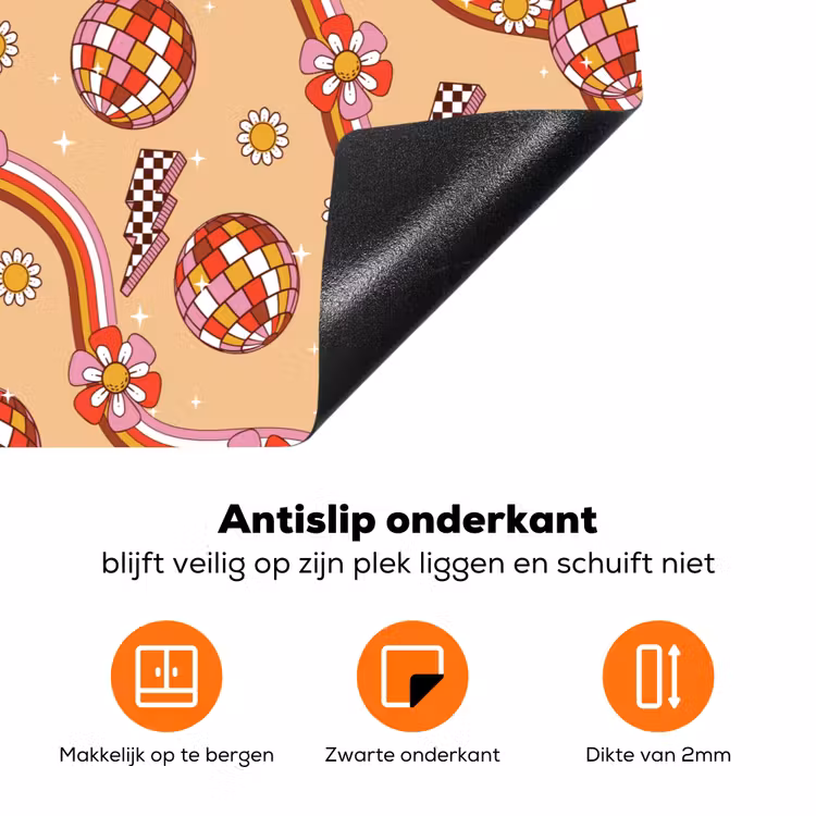 Retro - Disco - 70s - Discobal - Multi Inductie beschermer vinyl 3mm klein 276 -zzzzzzz-td-onderkant