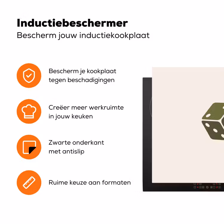 Dobbelsteen - Spel - Groen - Abstract Inductie beschermer vinyl 3mm klein -zzzzzzz-td-ups
