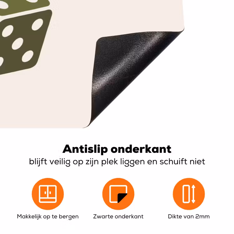 Dobbelsteen - Spel - Groen - Abstract Inductie beschermer vinyl 3mm klein -zzzzzzz-td-onderkant